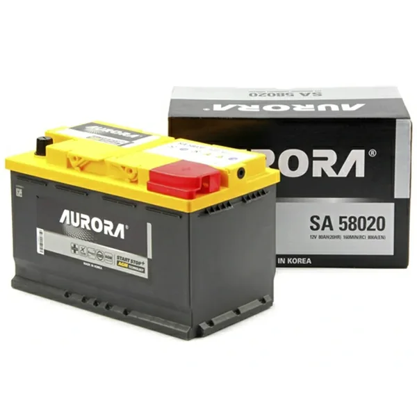Аккумулятор AURORA AGM 80Ah CCA800 AGM 58020 L4 (L) (Юж.Корея) 260*172*225
