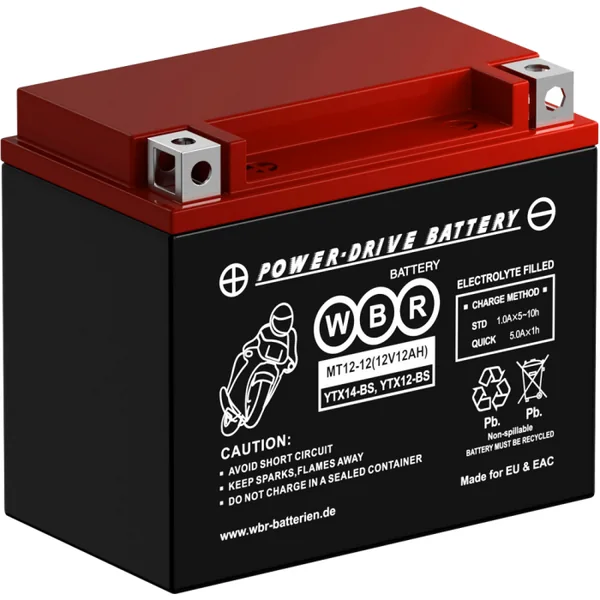 Аккумулятор WBR MT 12V 12Ah прямой UTX12-BS AGM 180a CCA