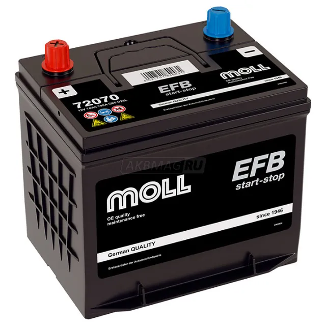 Аккумулятор MOLL 70 Ач 700 А (EN), обратная полярность, D23